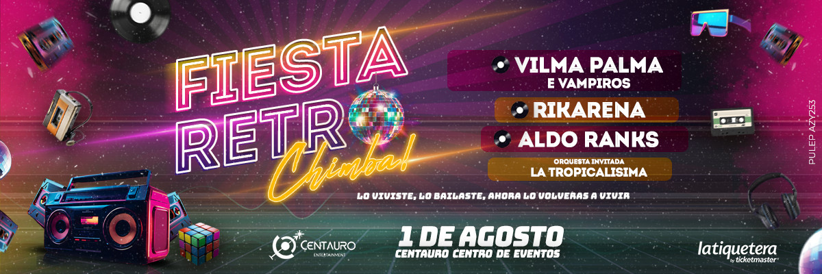 Fiesta retro chimba con Vilma Palma e Vampiros, Rikarena y Aldo Ranks - Centauro, Envigado Fiesta retro chimba con Vilma Palma e Vampiros, Rikarena y Aldo Ranks - Centauro, Envigado